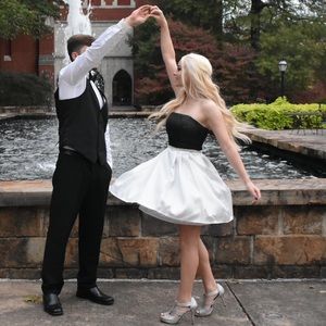 Black & White Strapless Short Dress